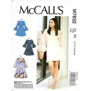 McCall's M7832 Misses 14 to 22 Fitted Lined Dress Uncut Sewing Pattern New